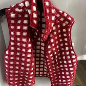Midnight Lunch Red and White Checkered Fleece Vest